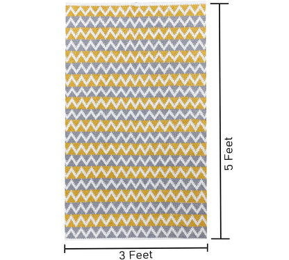Yellow & Grey Cotton Floor Rug