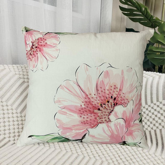 Beige & Pink Cushion Cover 18"x18"