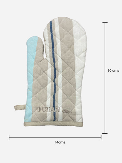 White & Blue Oven Glove - 6X12 Inches