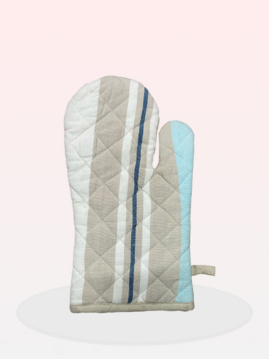 White & Blue Oven Glove - 6X12 Inches