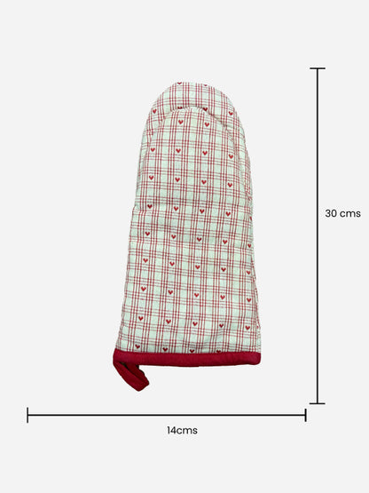 White & Red Oven Glove - 6X12 Inches