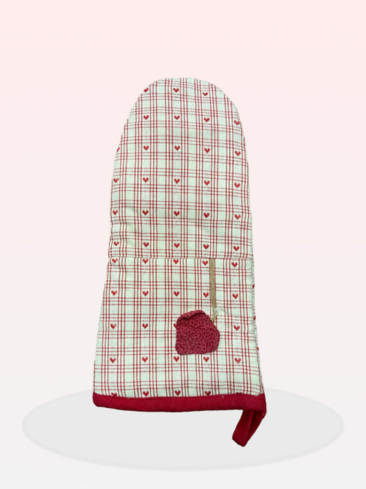 White & Red Oven Glove - 6X12 Inches