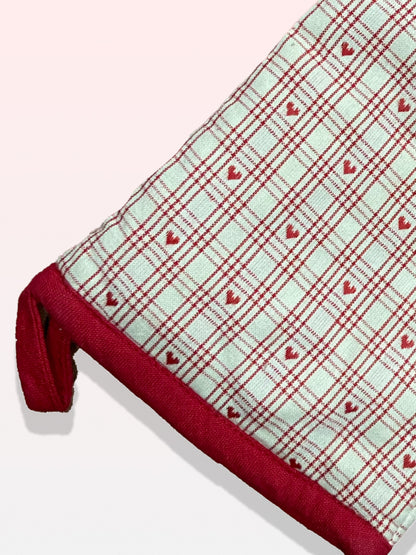 White & Red Oven Glove - 6X12 Inches