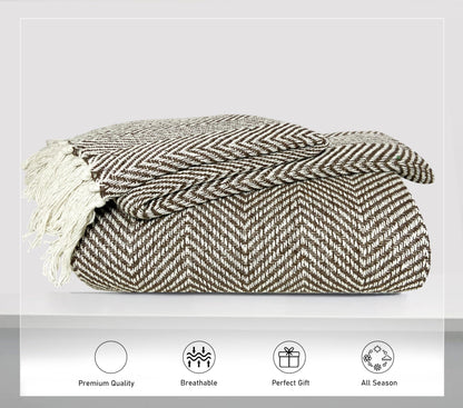Pure Cotton  Brown Sofa Throw - Pack of 2