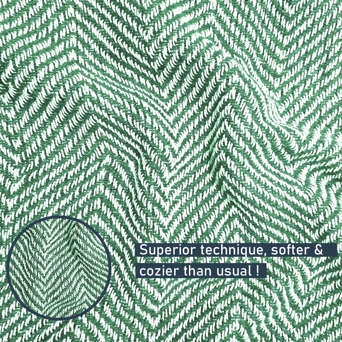 Pure Cotton  Green Sofa Throw - Pack of 2