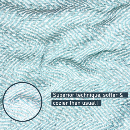Pure Cotton Sky Blue Sofa Throw - Pack of 2