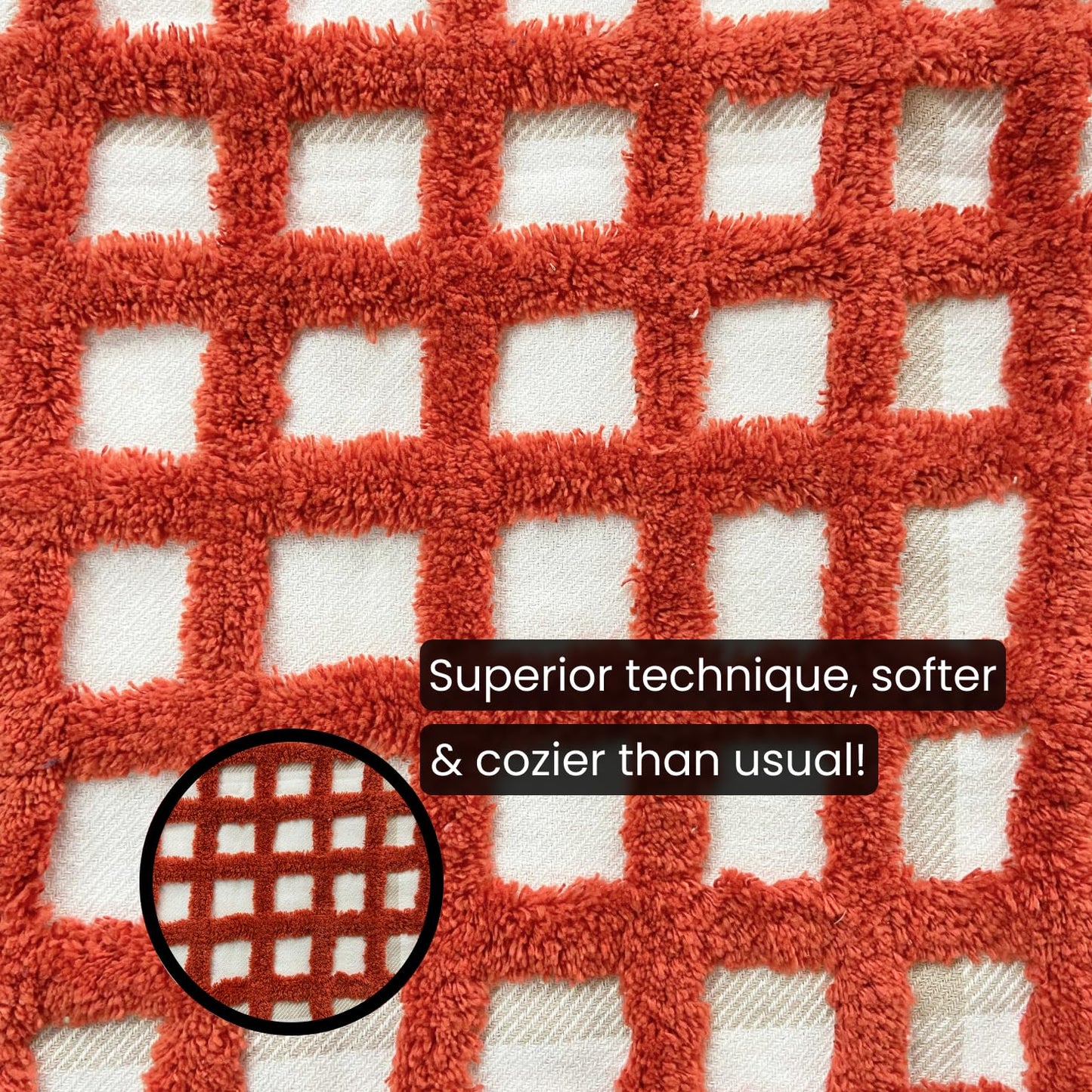 Pure Cotton White & Orange Sofa Throw