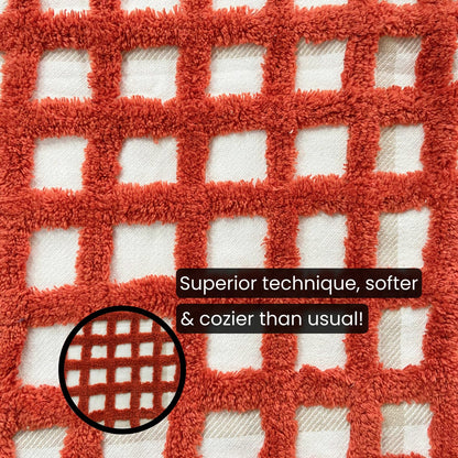 Pure Cotton White & Orange Sofa Throw