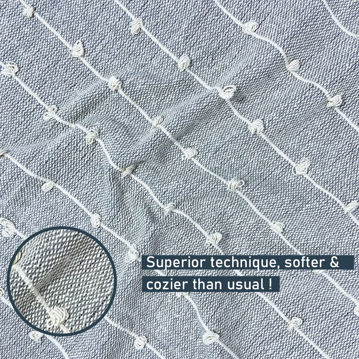 Pure Cotton Smoke Grey Sofa Throw - Pack of 2