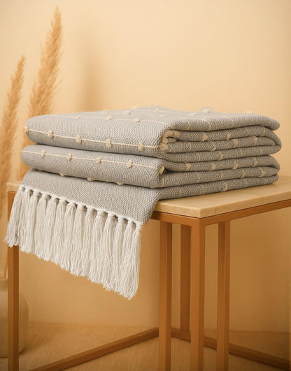 Pure Cotton Smoke Grey Sofa Throw