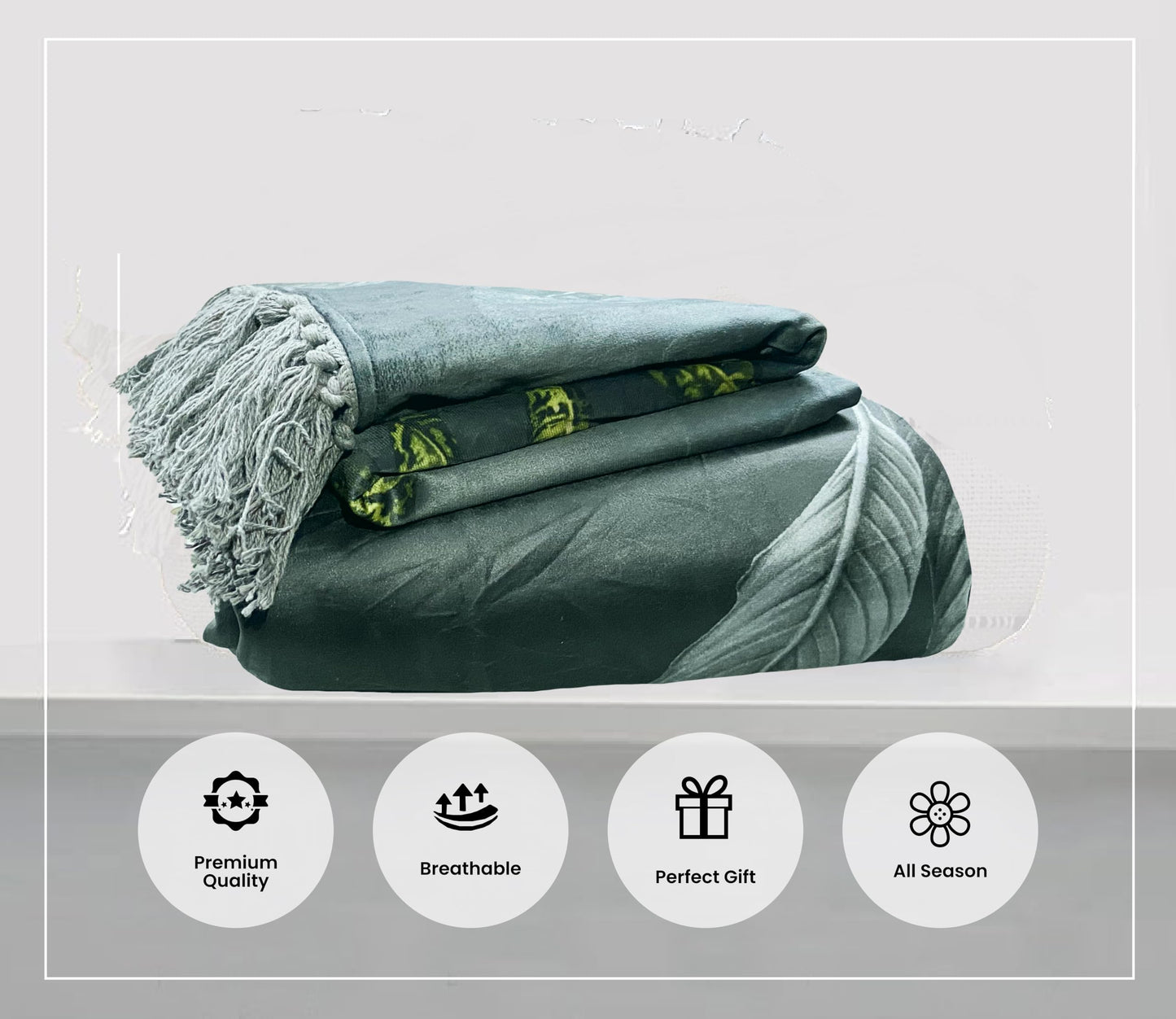 Pure Cotton Jungle Green Sofa Throw