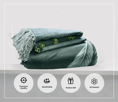 Pure Cotton Jungle Green Sofa Throw