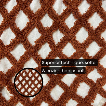 Pure Cotton White & Deep Brown Sofa Throw