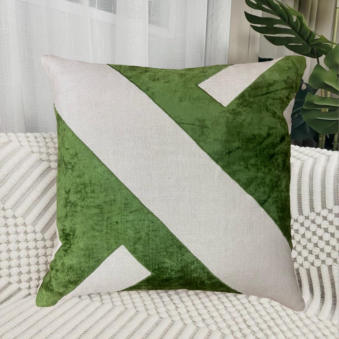 White & Green Cushion Cover 20"x20"