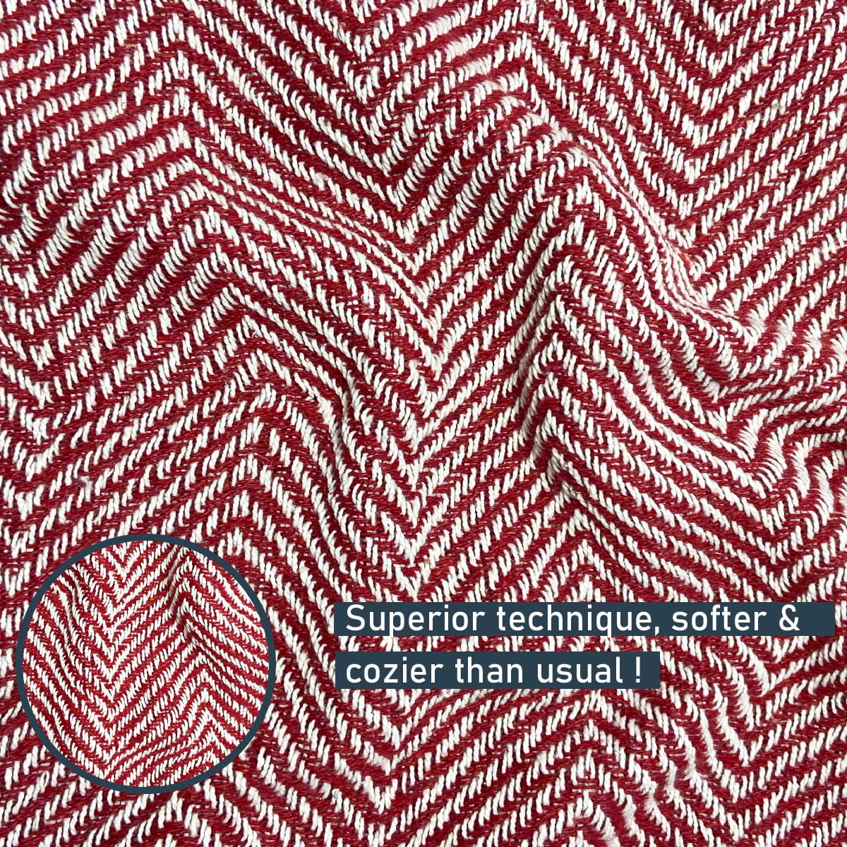 Pure Cotton Red Sofa Throw - Pack of 3
