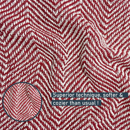 Pure Cotton Red Sofa Throw - Pack of 3
