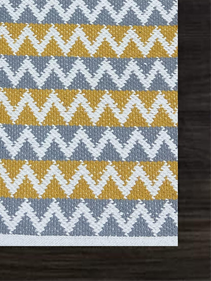 Yellow & Grey Cotton Floor Rug