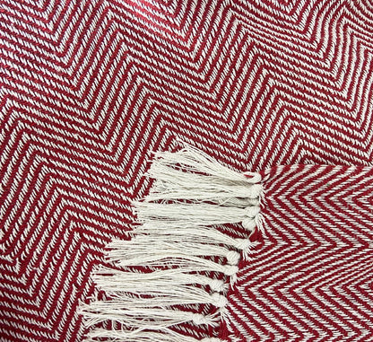 Pure Cotton Red Sofa Throw - Pack of 3
