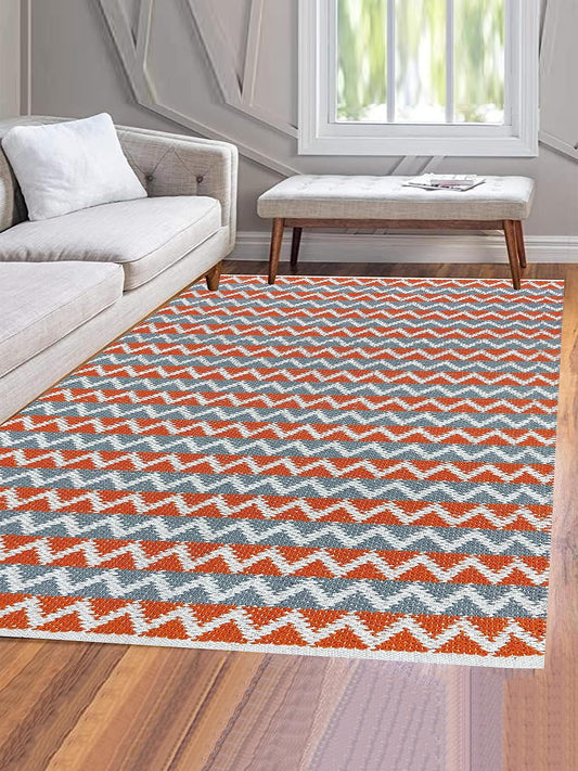 Red & Grey Cotton Floor Rug