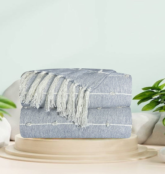 Pure Cotton Smoke Grey Sofa Throw - Pack of 2