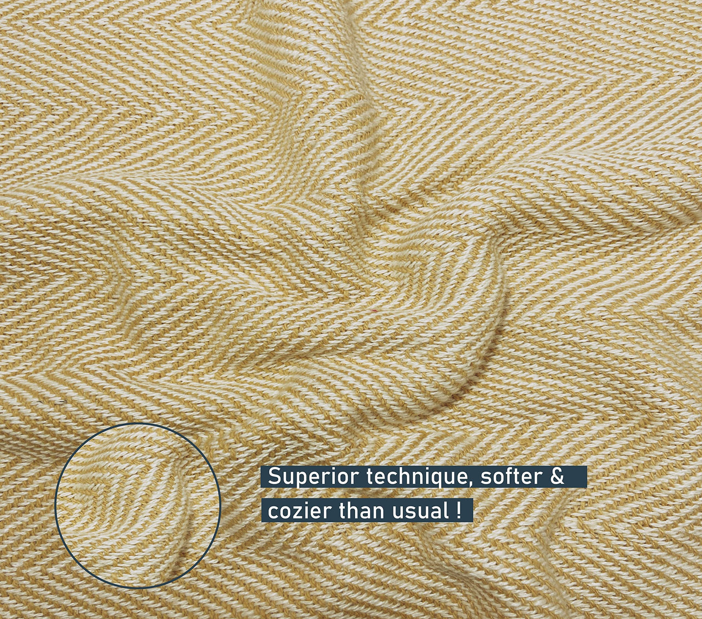 Pure Cotton Yellow Sofa Throw - Pack of 2