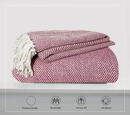 Pure Cotton Red Sofa Throw - Pack of 3