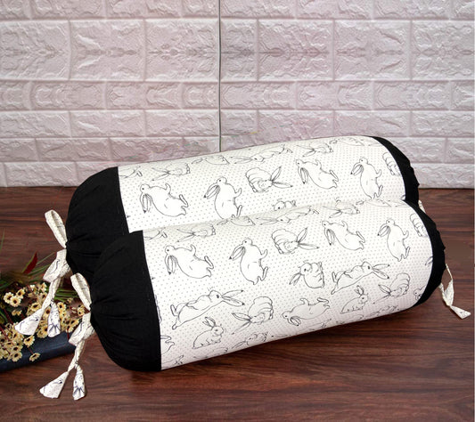 White & Black Bolster Cover (Pack of 2)
