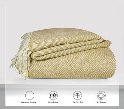Pure Cotton Yellow Sofa Throw - Pack of 2
