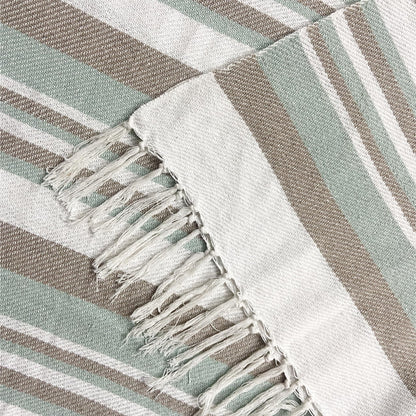 Pure Cotton Cream & Blue Sofa Throw