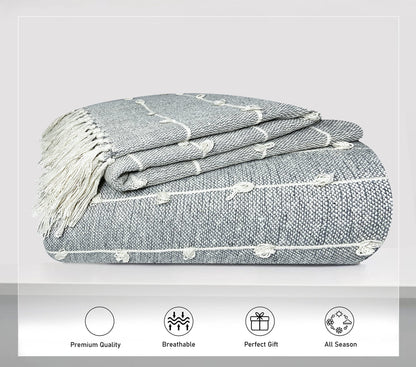 Pure Cotton Smoke Grey Sofa Throw - Pack of 2
