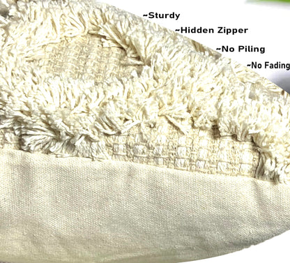 Pure Cotton Beige Multi Sofa Throw & Cushion Cover
