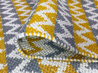 Yellow & Grey Cotton Floor Rug
