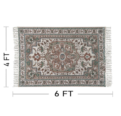 Green Cotton & Jute Floor Carpet