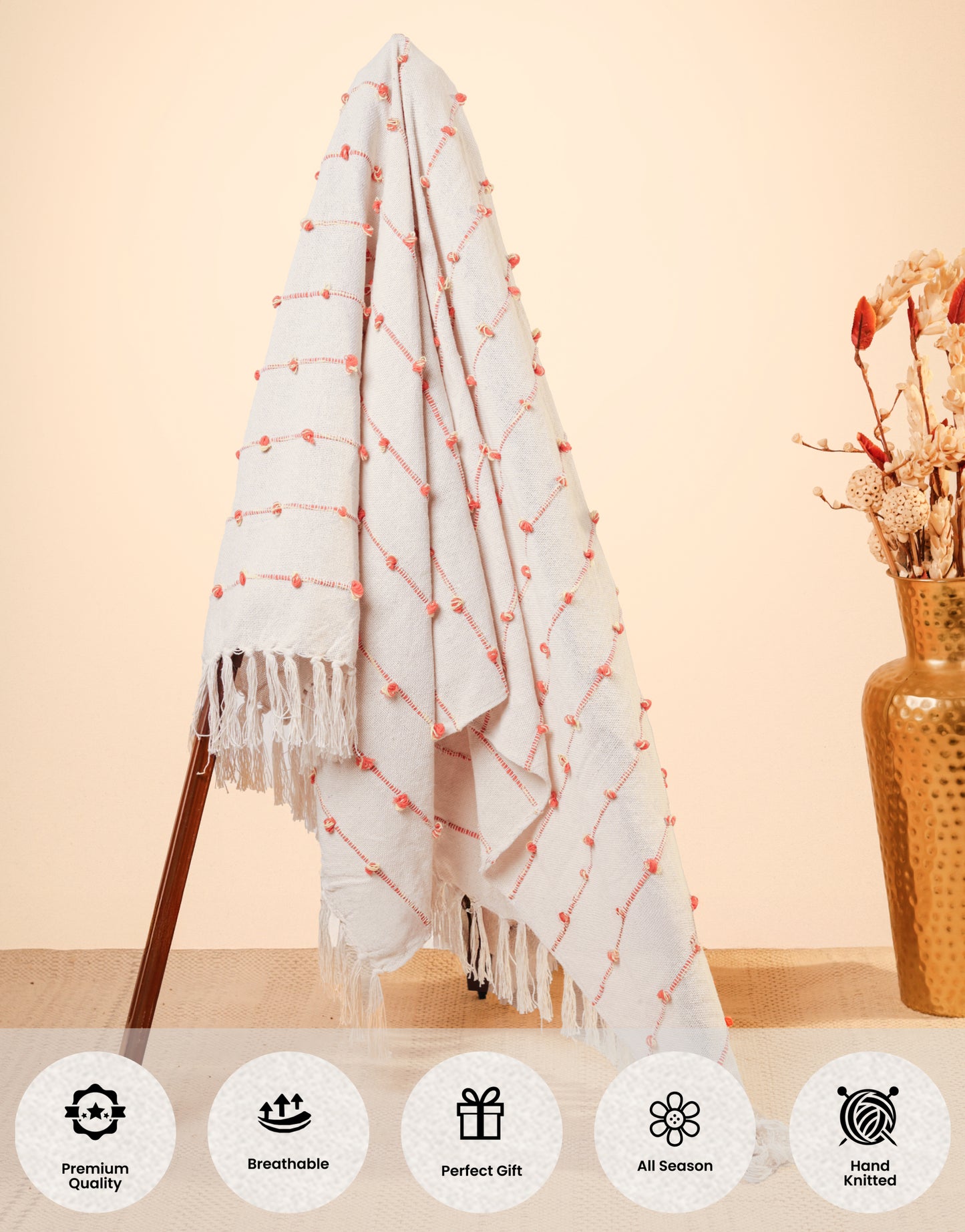 Pure Cotton Beige & Royal Orange