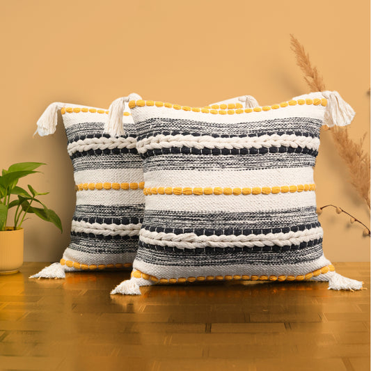 Beige & Yellow Cushion Cover 16"x16" Pack of 2