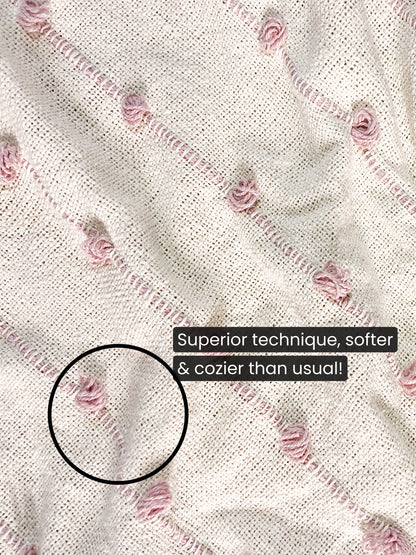 Pure Cotton Beige & Pink Sofa Throw