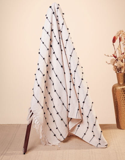 Pure Cotton Beige & Black Sofa Throw
