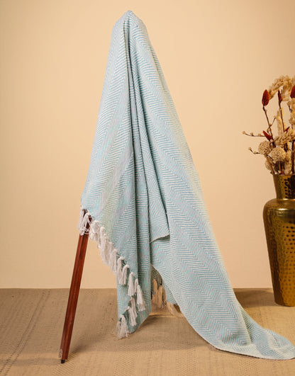 Pure Cotton Sky Blue Sofa Throw