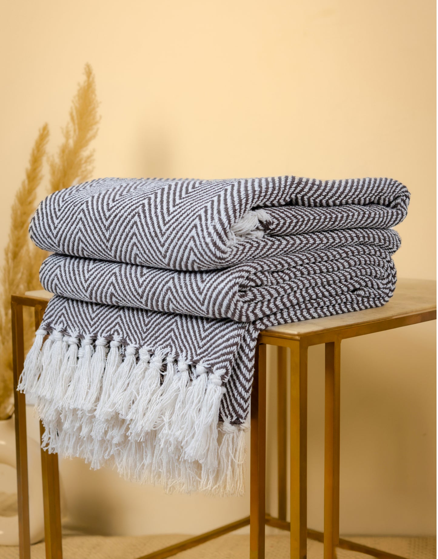 Pure Cotton Brown Sofa Throw
