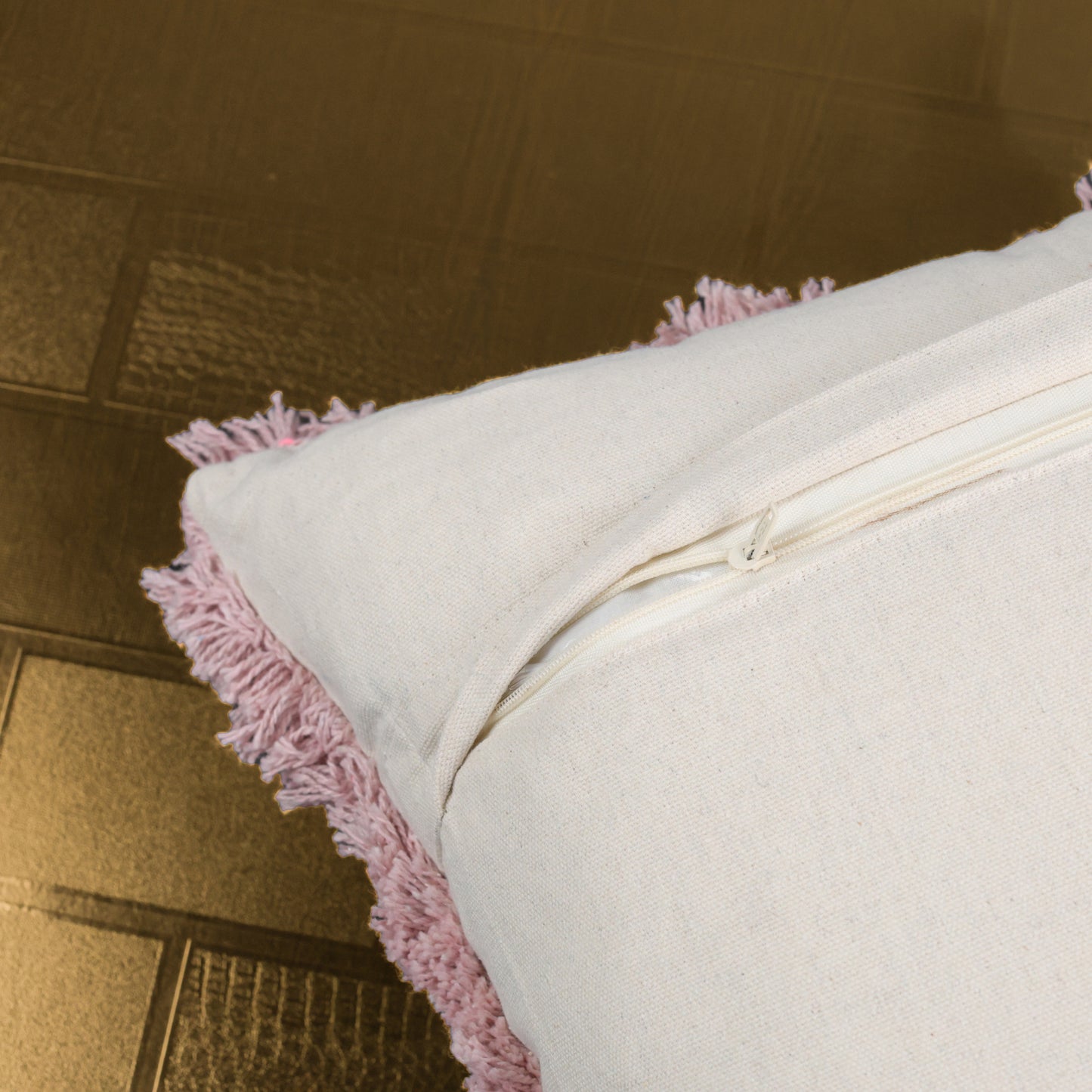 Pink Fringe Cushion Cover 18"x18"