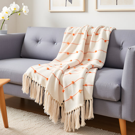Pure Cotton Beige & Royal Orange