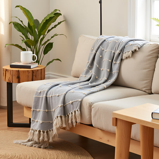 Pure Cotton Smoke Grey Sofa Throw