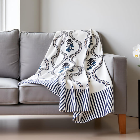 Pure Slub Cotton White Sofa Throw