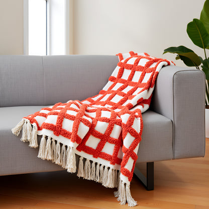 Pure Cotton White & Orange Sofa Throw