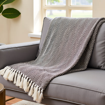 Pure Cotton Brown Sofa Throw