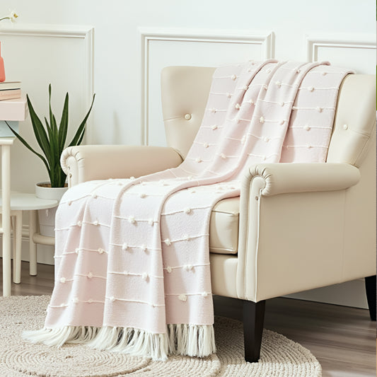 Pure Cotton Pink Sofa Throw