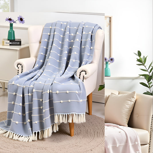 Pure Cotton Blue Sofa Throw