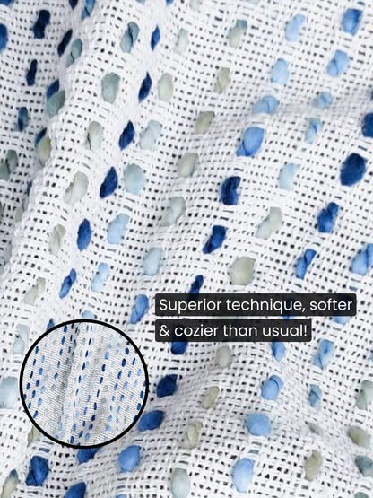 Pure Cotton Blue Multi Sofa Throw