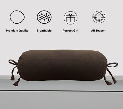 Brown Cotton Bolster Cover Pack of 2