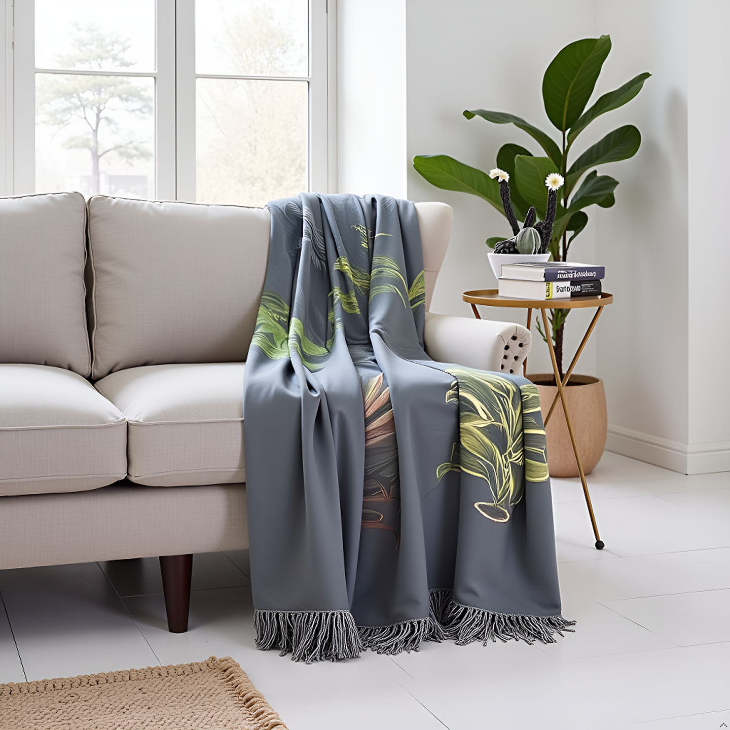 Pure Cotton Jungle Green Sofa Throw